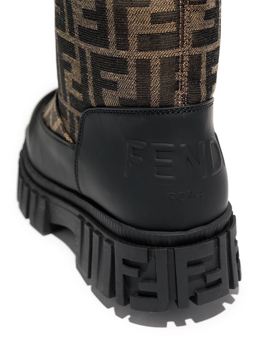 FENDI KIDS Logo print boots Brown - MAISONDEFASHION.COM