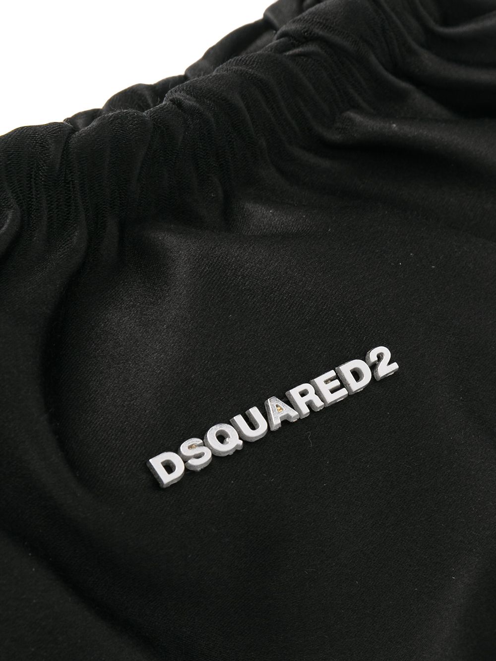 DSQUARED WOMEN Logo plaque silk shoulder bag Black - MAISONDEFASHION.COM
