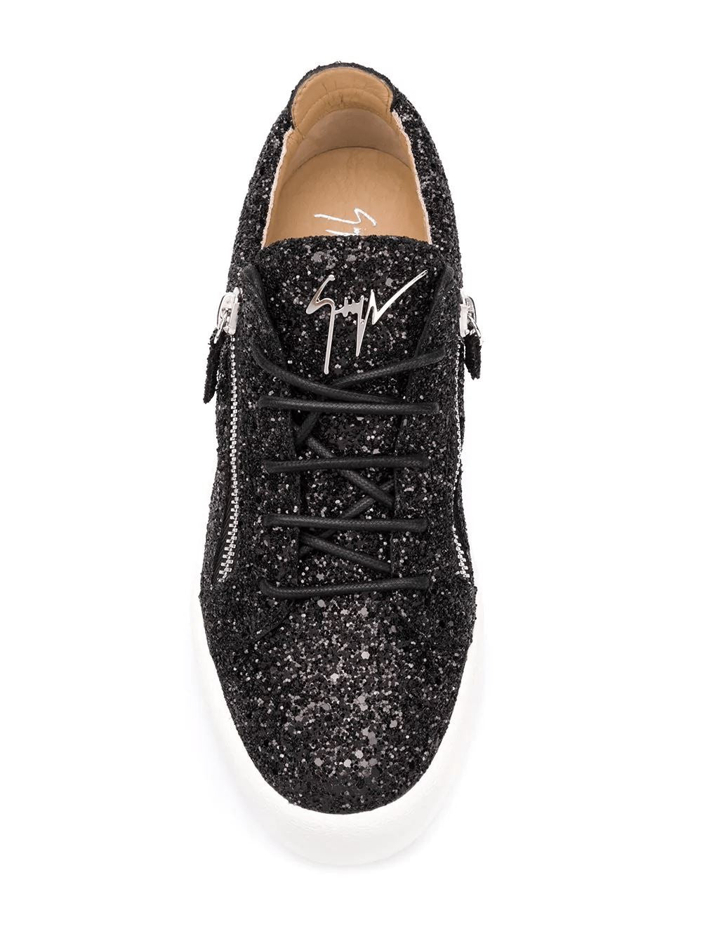 GIUSEPPE ZANOTTI glitter sneakers black/white - Maison De Fashion 