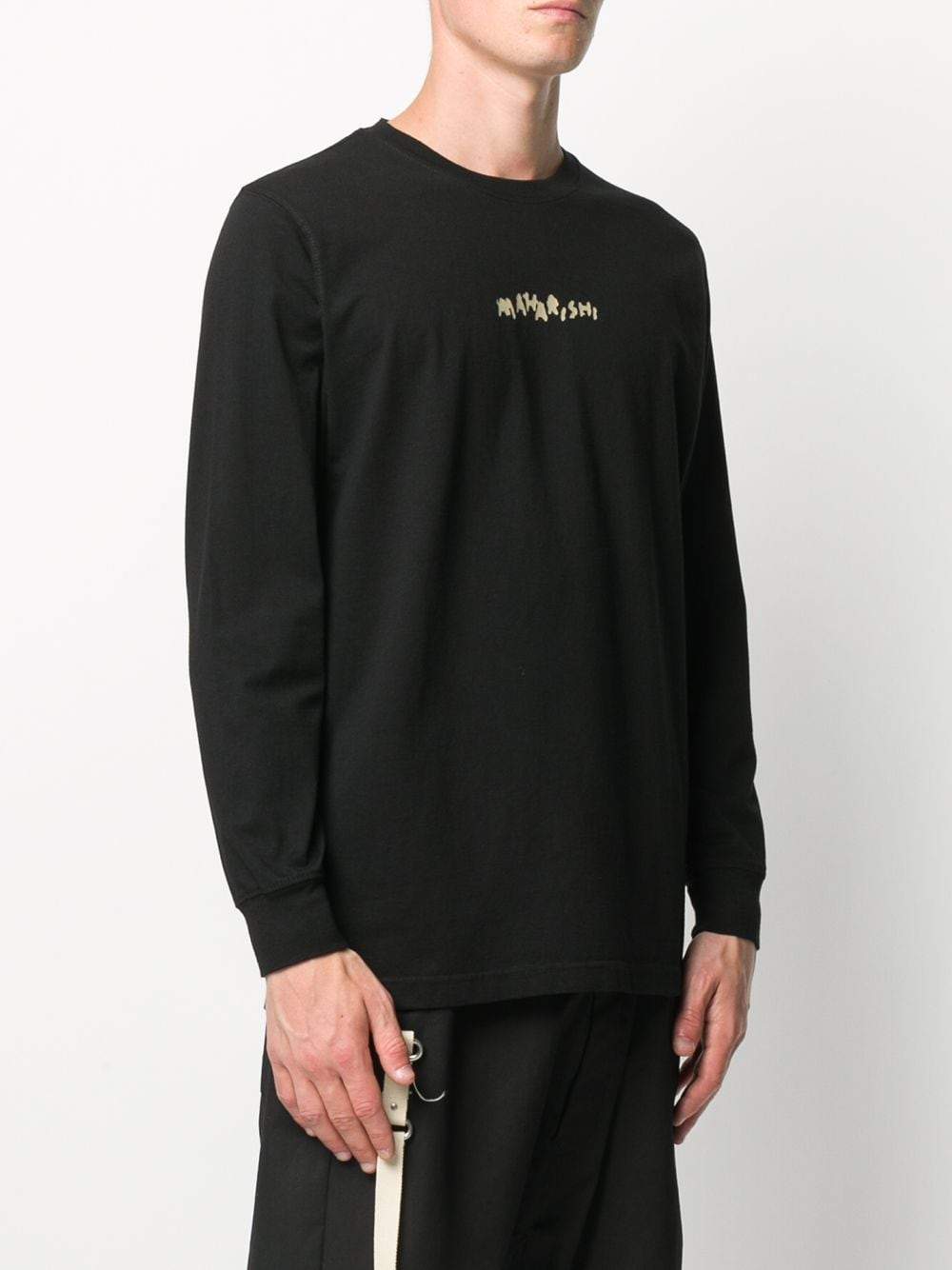 MAHARISHI Woodblock Print Long Sleeve T-shirt Black - Maison De Fashion 