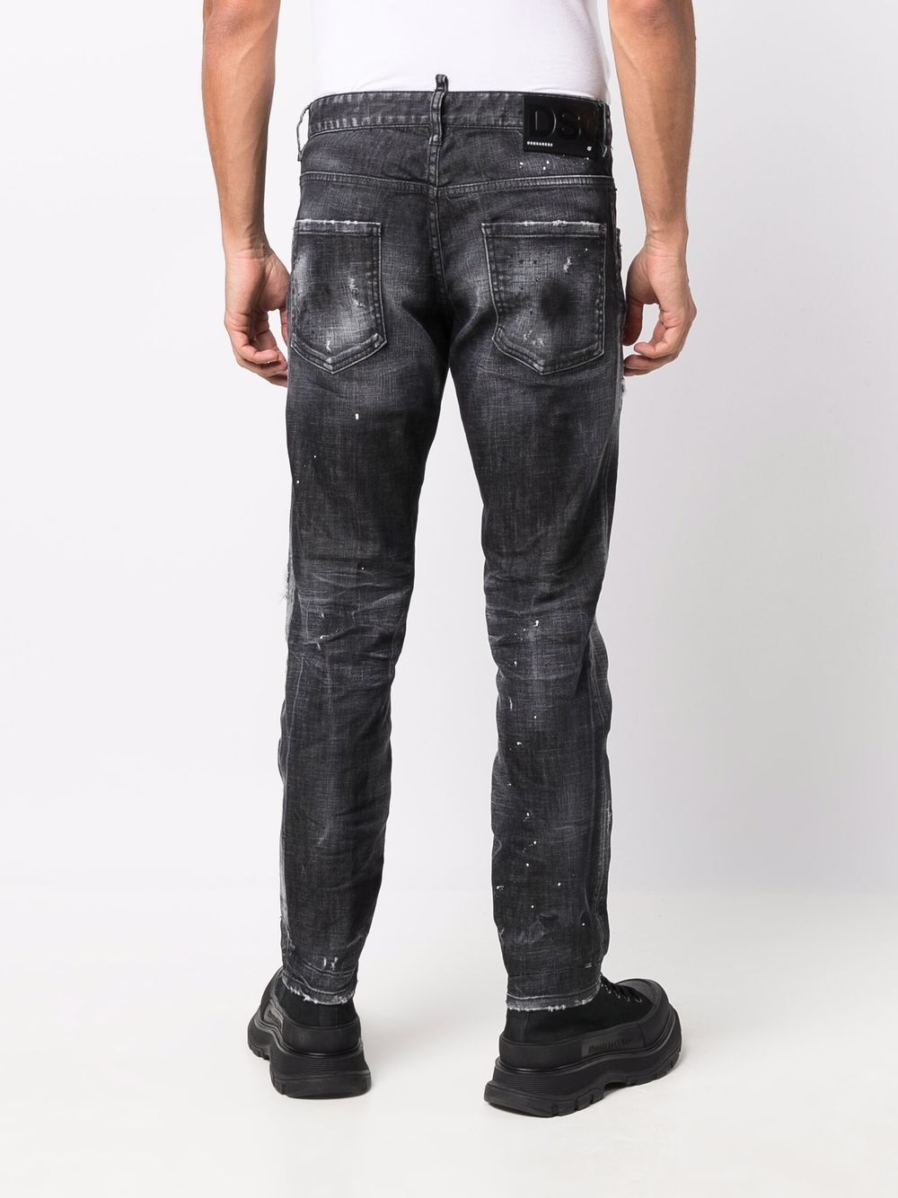 DSQUARED2 Mid Rise Distressed Jeans Black - MAISONDEFASHION.COM