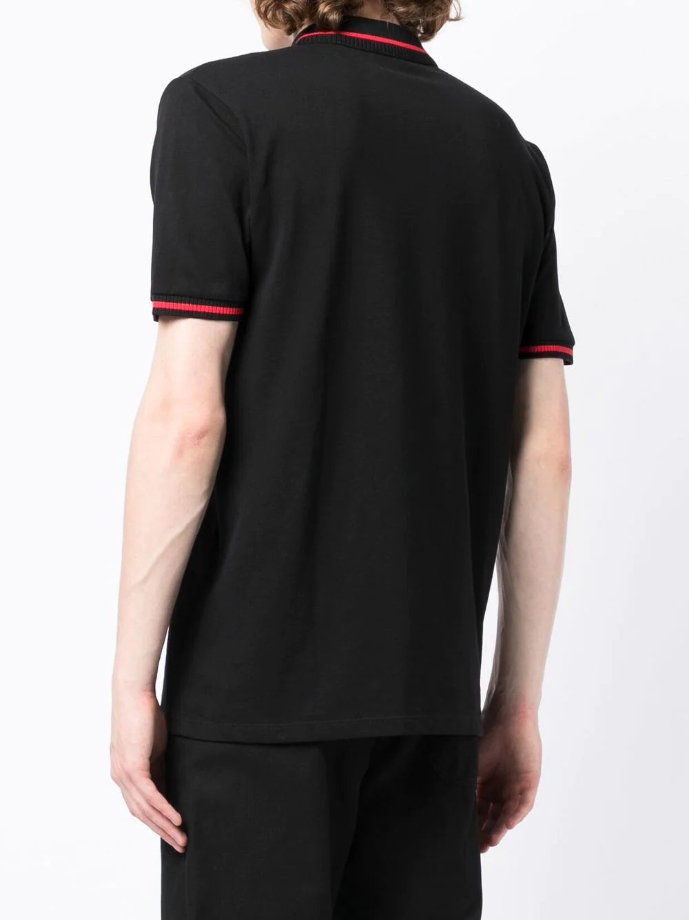 HUGO Logo-edge cotton polo shirt Black - MAISONDEFASHION.COM