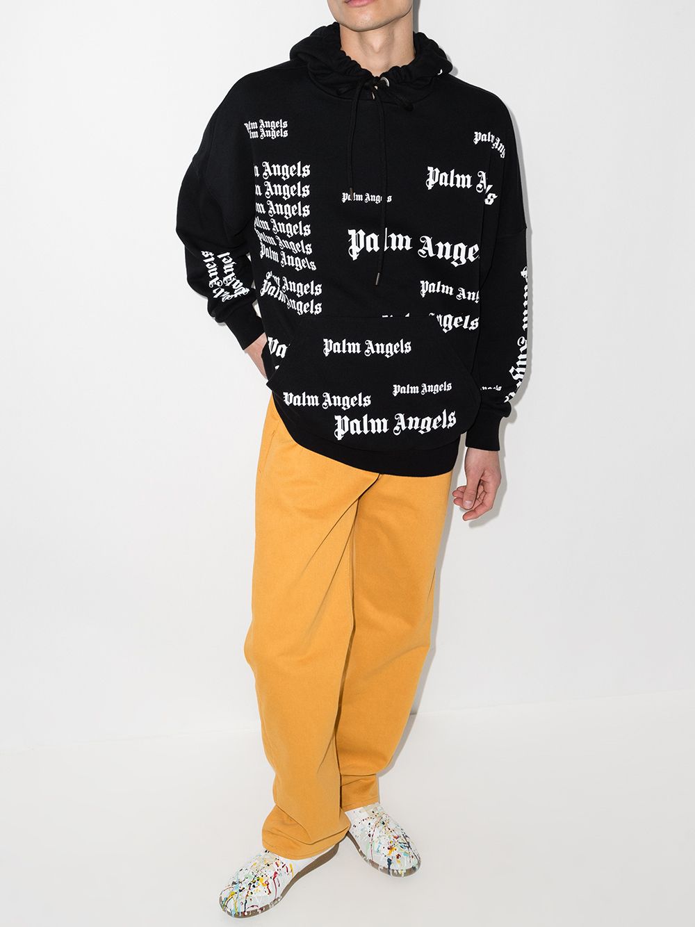 PALM ANGELS Ultra Logo Over Hoodie Black - MAISONDEFASHION.COM