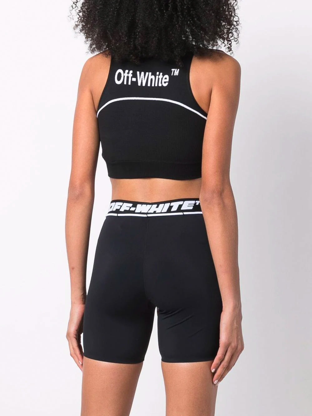 OFF-WHITE WOMEN Athl Stamp Logo Bra Black - MAISONDEFASHION.COM