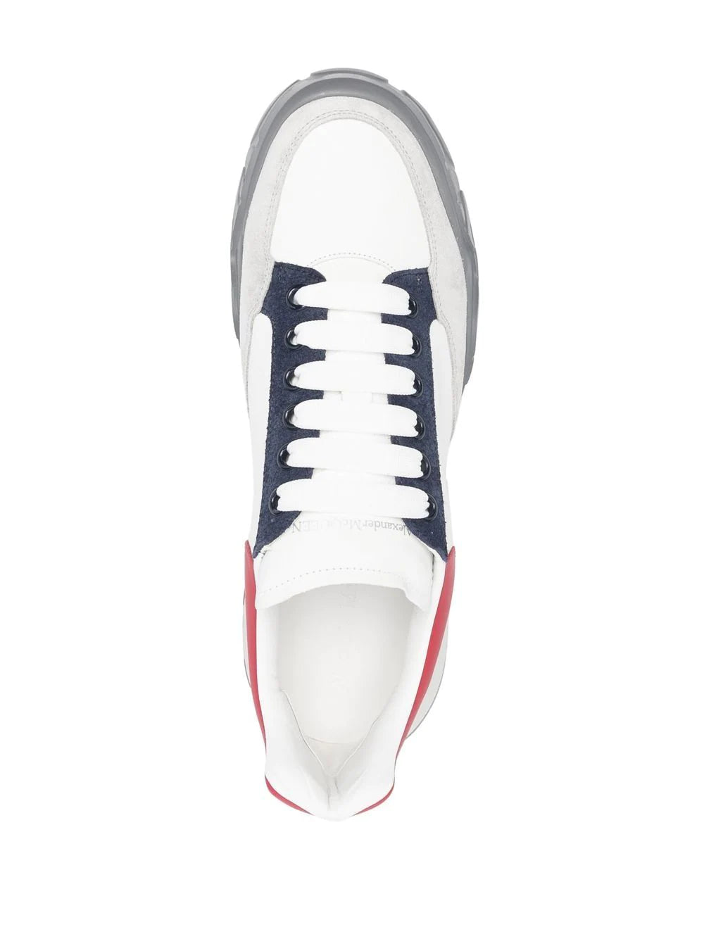 Alexander McQueen Court Leather Low Top Sneakers White/Grey - MAISONDEFASHION.COM