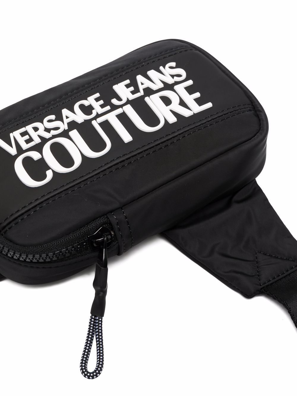 VERSACE Small logo-patch shoulder bag Black - MAISONDEFASHION.COM
