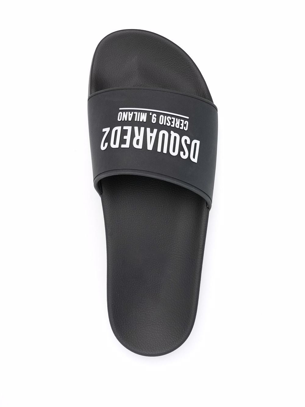 DSQUARED2 Logo Print Sliders Black - MAISONDEFASHION.COM