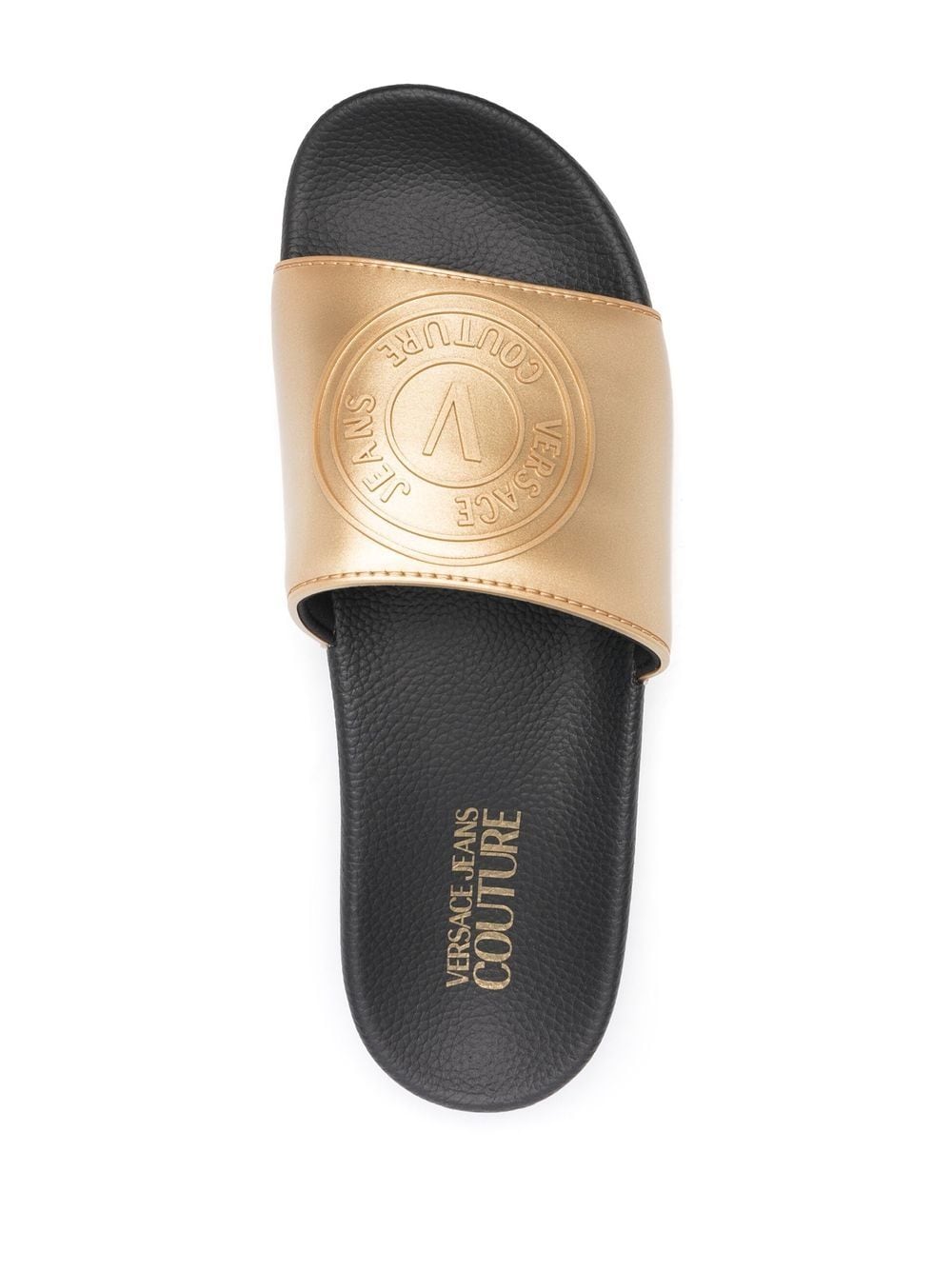 VERSACE JEANS COUTURE V-Emblem Sliders - MAISONDEFASHION.COM