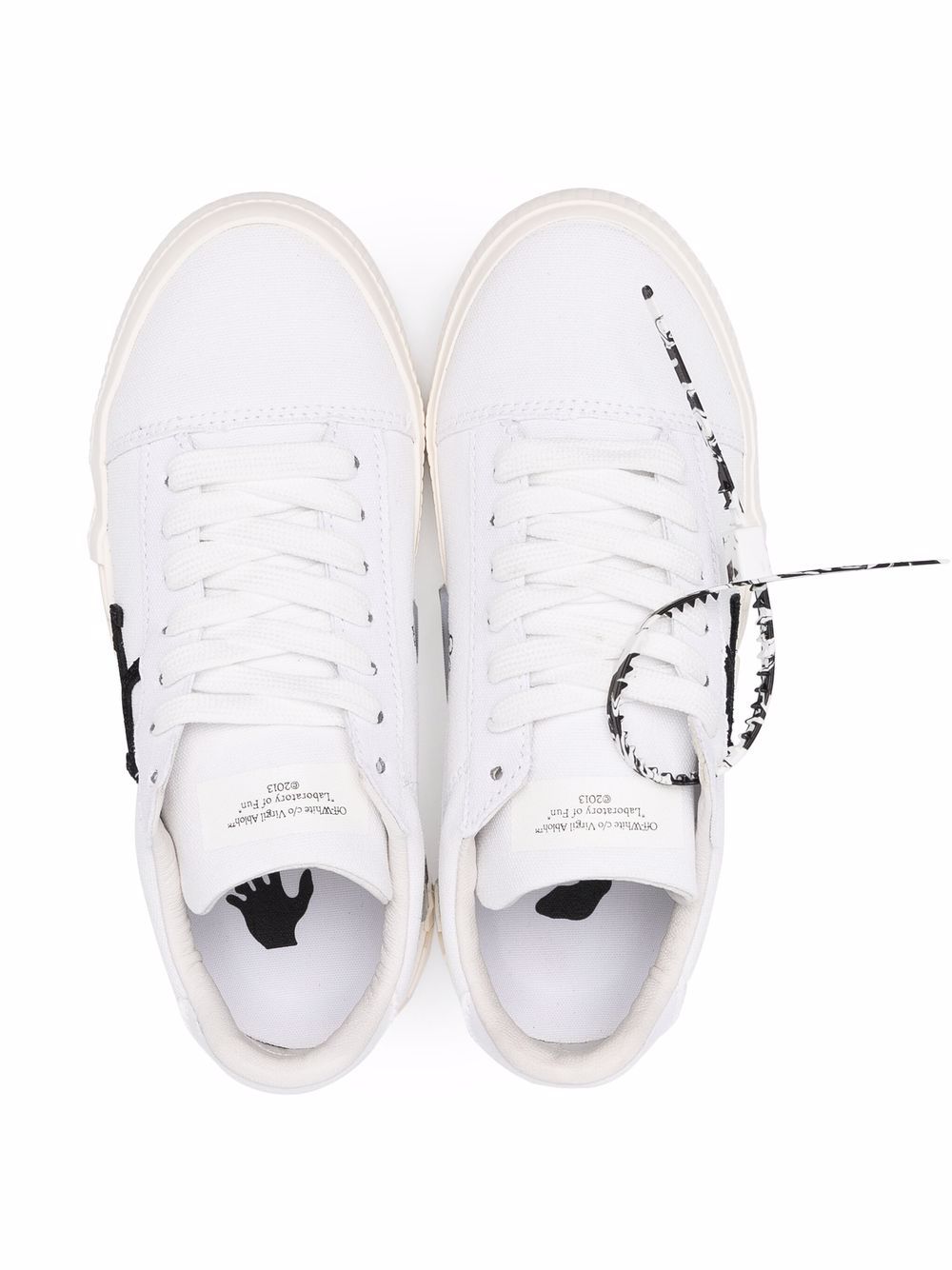 OFF-WHITE Low Vulcanized Ego Cannvas sneakers White/Black - MAISONDEFASHION.COM