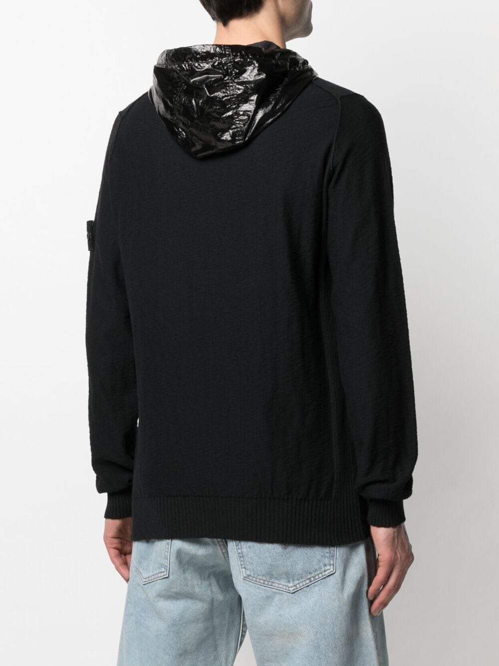 STONE ISLAND Hooded Knitted Sweatshirt Black - MAISONDEFASHION.COM