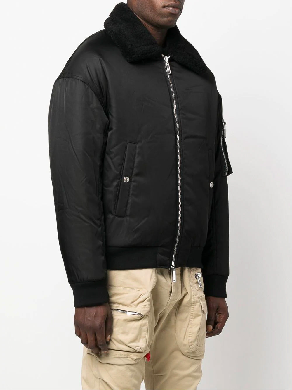 DSQUARED2 Cyprus Sunset Leaf Bomber Jacket Black - MAISONDEFASHION.COM