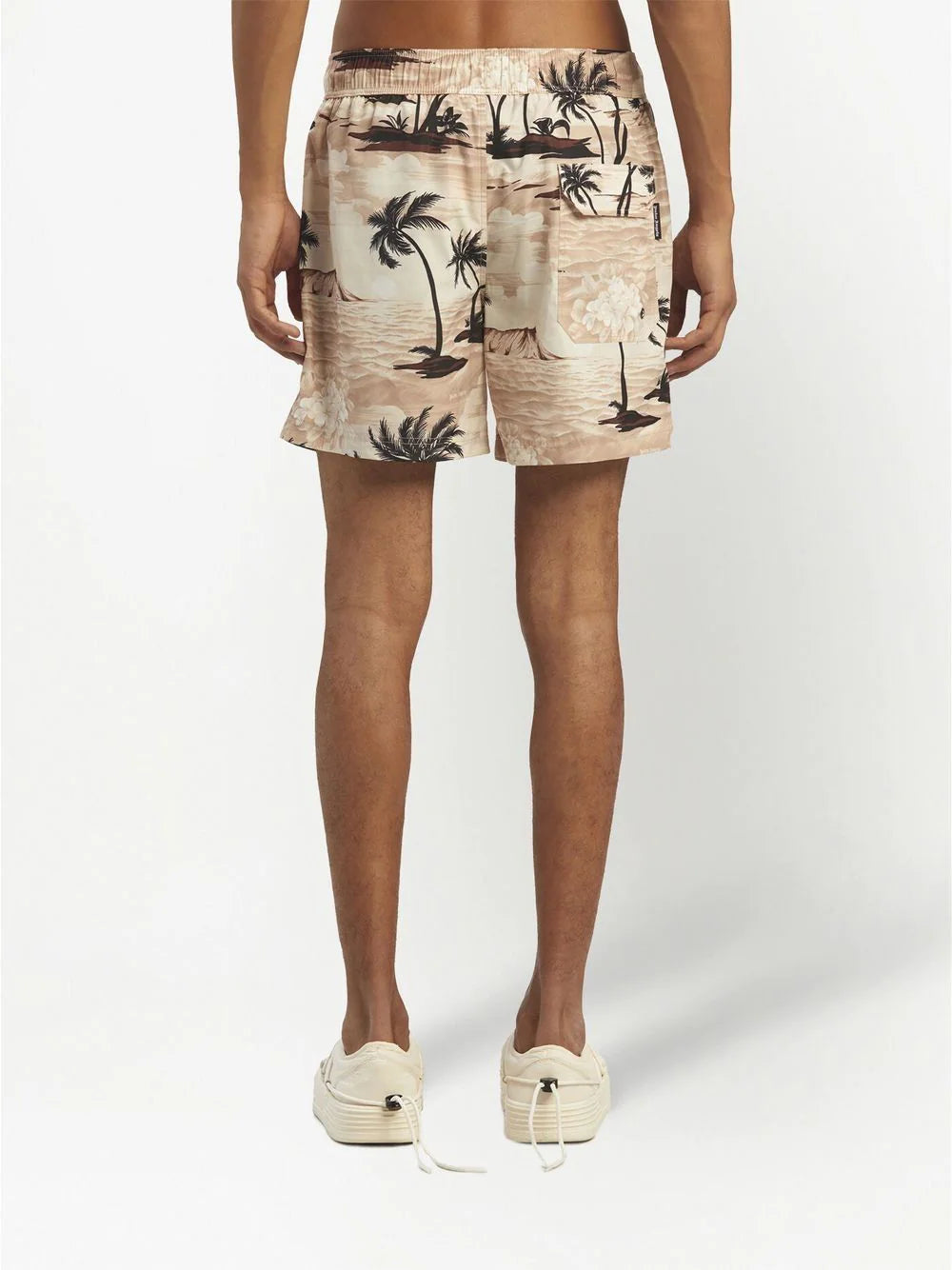 PALM ANGELS Hawaiian Dream Swim Shorts Beige/Black - MAISONDEFASHION.COM