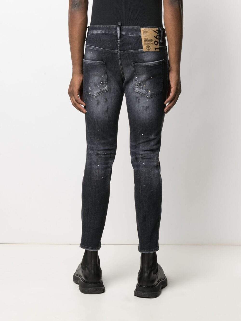 DSQUARED2 5 Pocket Skinny Logo Jeans Black - MAISONDEFASHION.COM