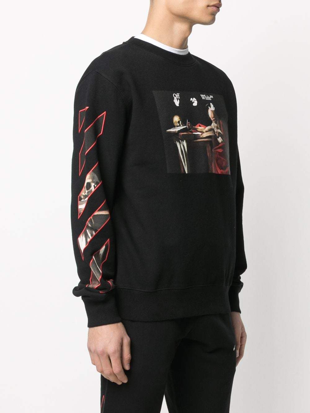 OFF-WHITE Caravaggio Print Sweatshirt Black/Red - Maison De Fashion 