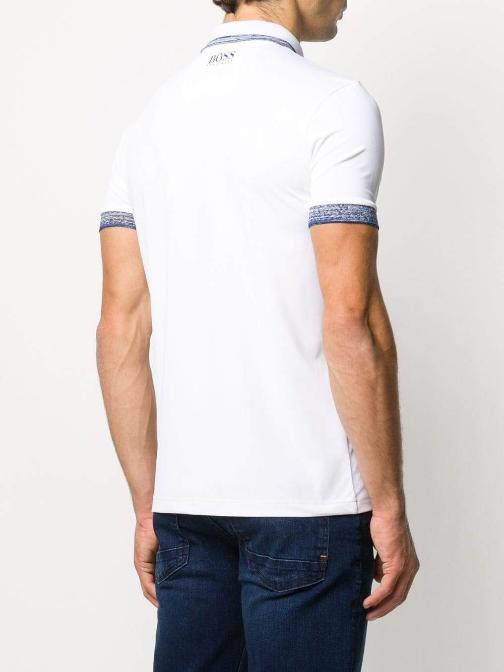 BOSS Logo Polo Shirt White/Blue - Maison De Fashion 