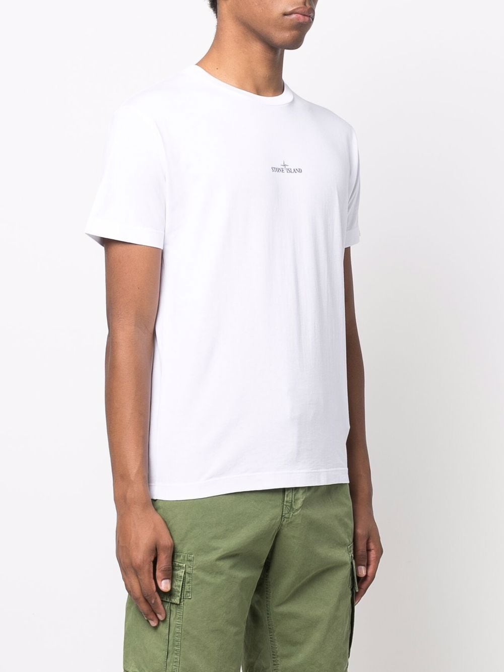 STONE ISLAND Logo Circle T-Shirt White - MAISONDEFASHION.COM