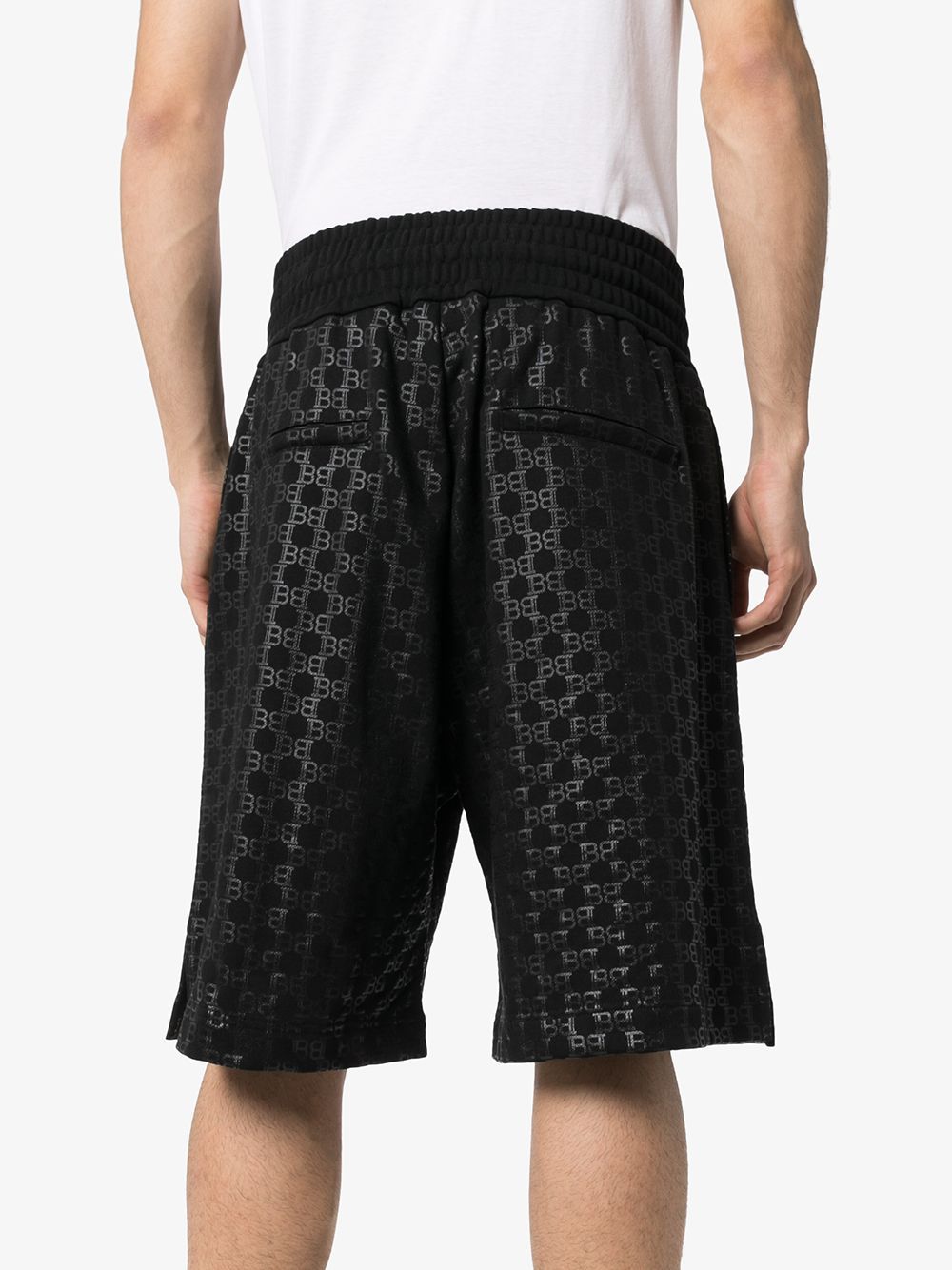 BALMAIN monogram jacquard track shorts black/black - Maison De Fashion 