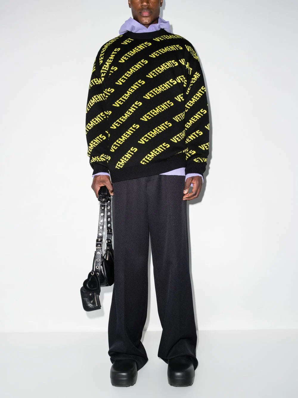 VETEMENTS Knitted Sweatshirt Black/Yellow - MAISONDEFASHION.COM