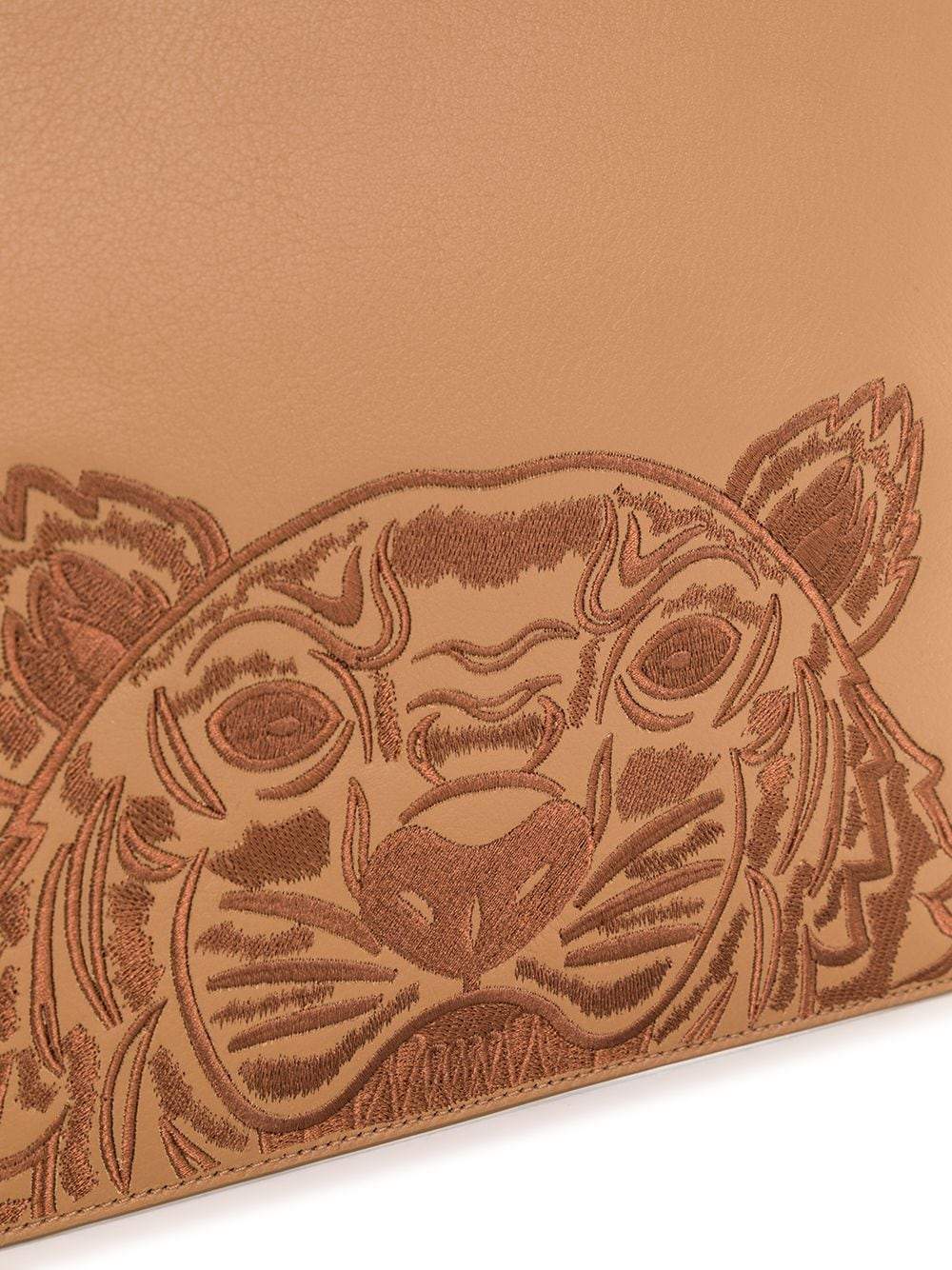 Kenzo Tiger Embroidered Zipped Strap Clutch Brown - Maison De Fashion 