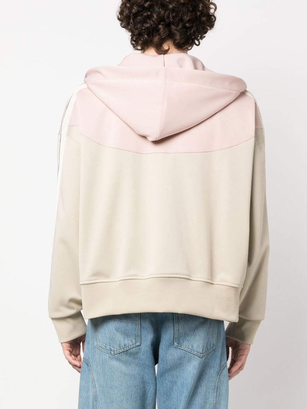 PALM ANGELS Two Tone Hooded Track Jacket Beige/Rose