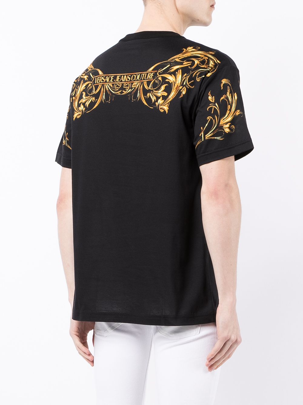 VERSACE Barocco Print T-Shirt Black - MAISONDEFASHION.COM