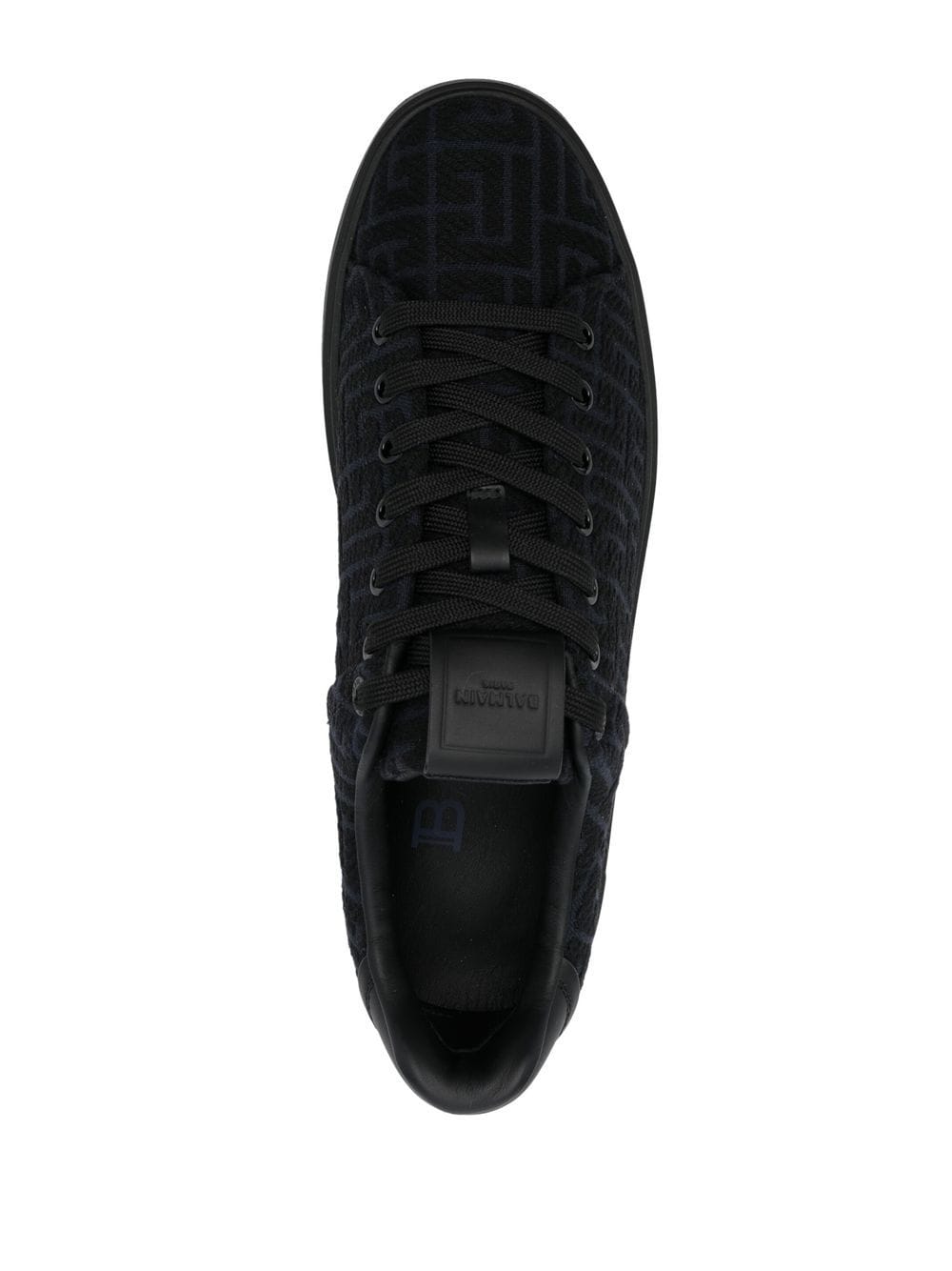 BALMAIN Monogram-pattern lace-up trainers Black - MAISONDEFASHION.COM