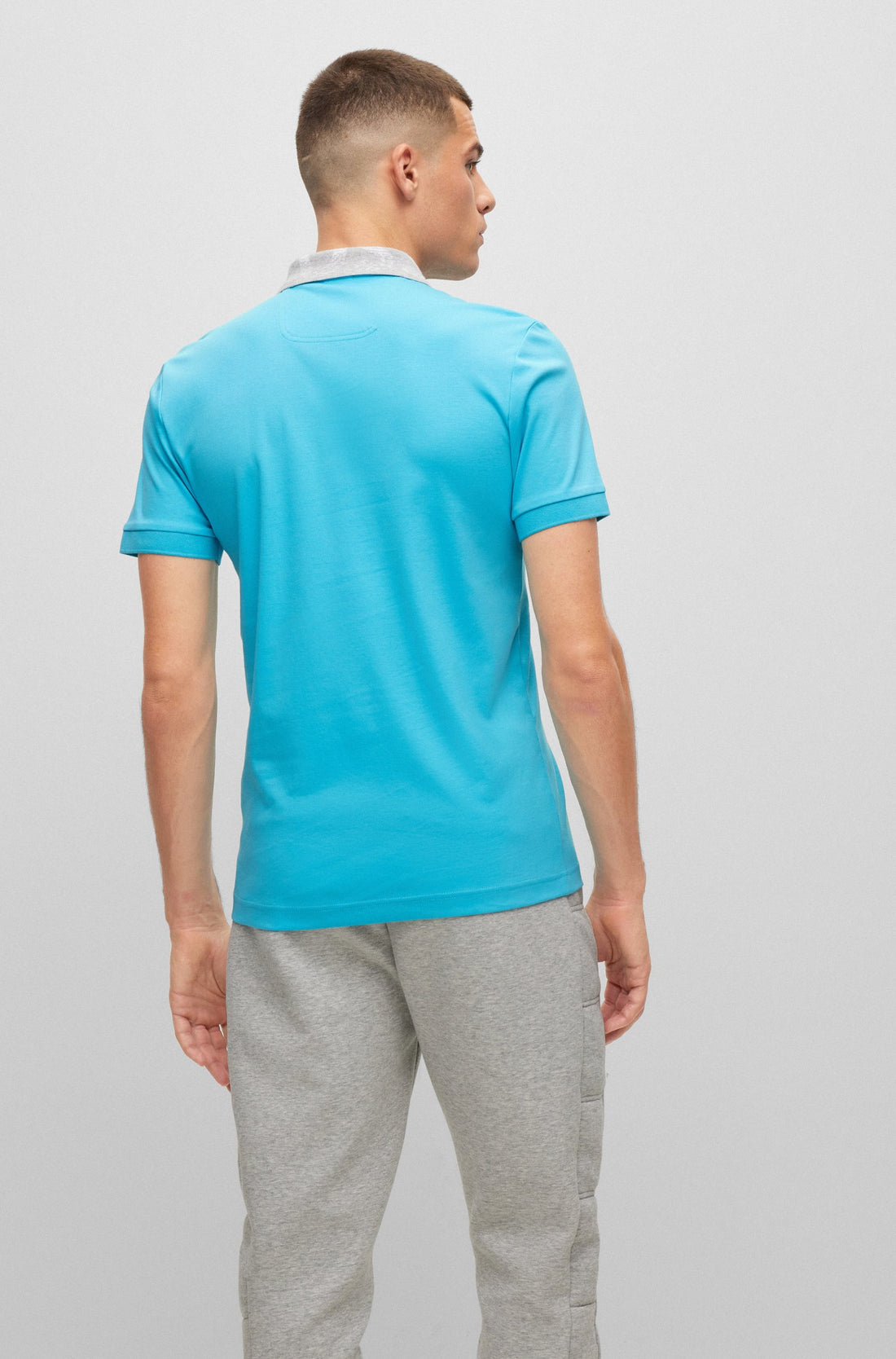 BOSS Embroidered-logo Polo Shirt Open Blue - MAISONDEFASHION.COM