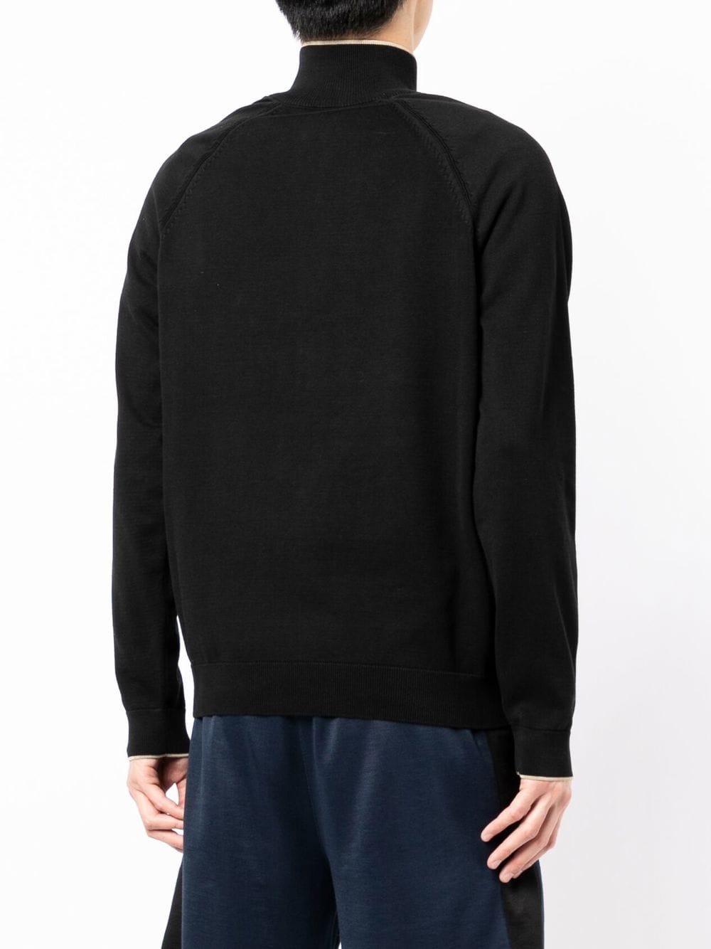 BOSS Logo Hybrid Quarter Zip Jacket Black - MAISONDEFASHION.COM