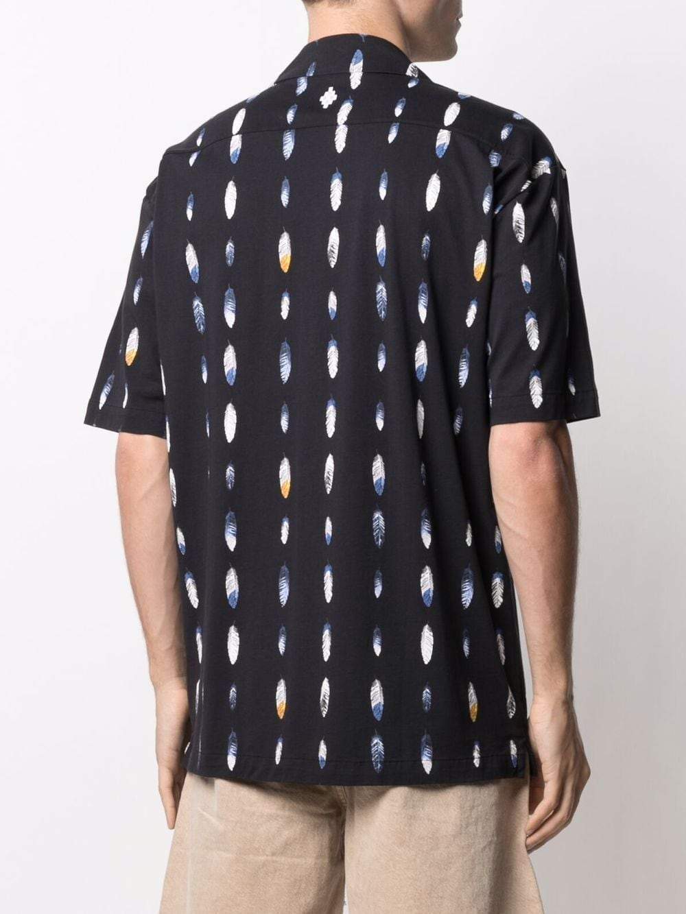 MARCELO BURLON Feather Print Shirt Black - MAISONDEFASHION.COM