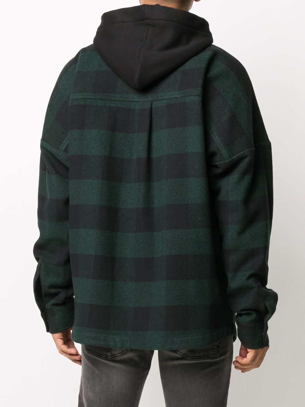 PALM ANGELS Logo Hooded Plaid Overshirt - Maison De Fashion 