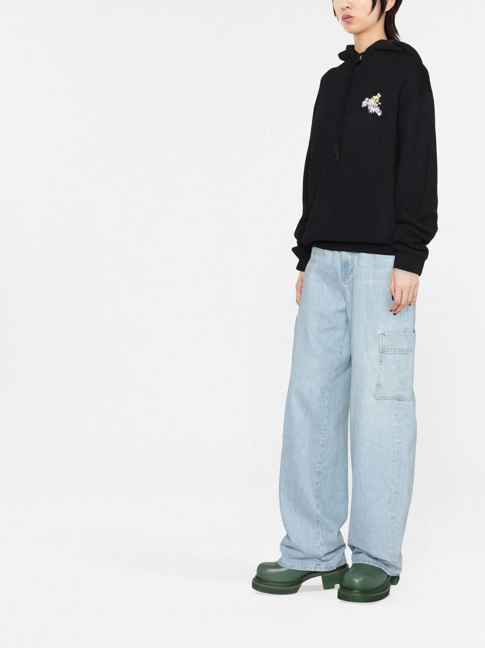 OFF-WHITE WOMEN Floral Arrows Hoodie Black - MAISONDEFASHION.COM