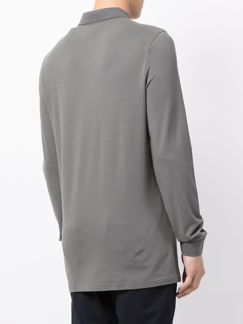 BOSS Logo Patch Long Sleeve Polo Shirt Grey - MAISONDEFASHION.COM