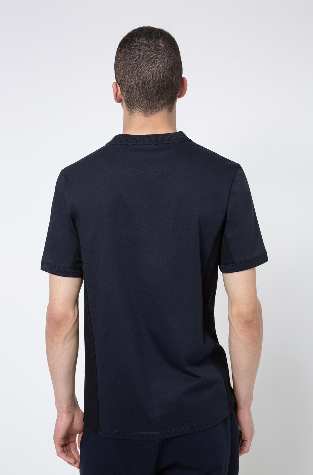 HUGO Mercerised Cotton T-Shirt Navy - MAISONDEFASHION.COM