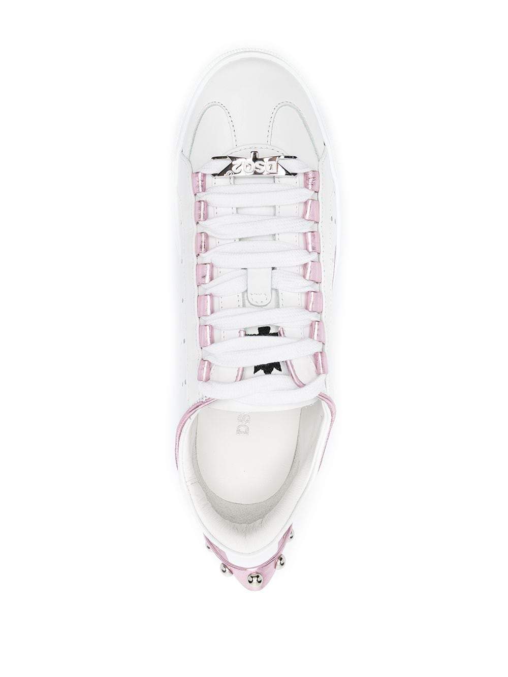 DSQUARED WOMEN Logo-print lace-up sneakers White/Pink - MAISONDEFASHION.COM
