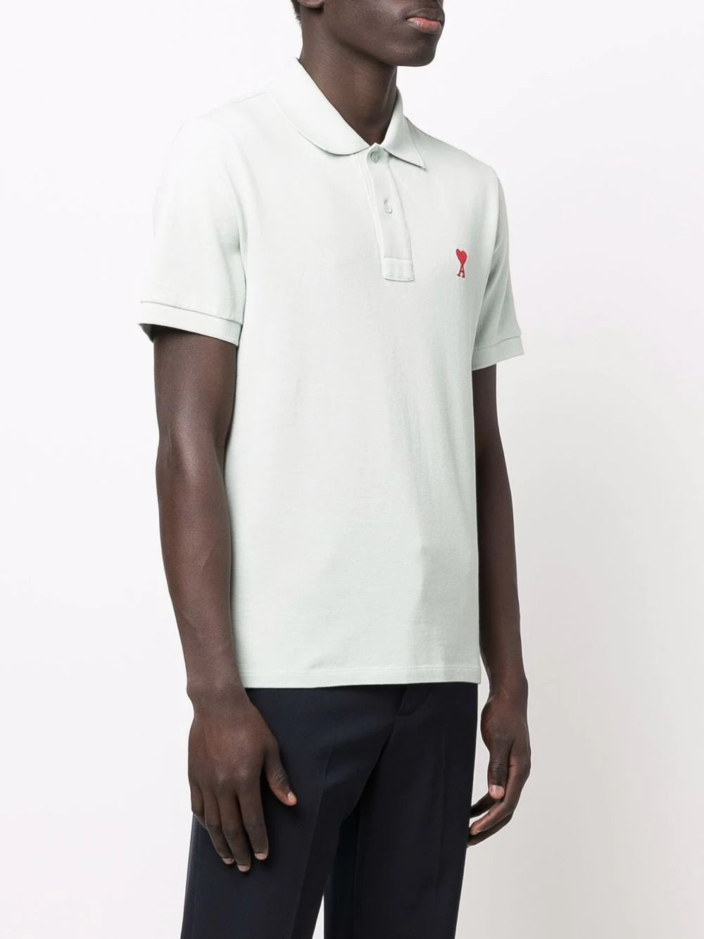 AMI PARIS Ami De Coeur Logo Polo Shirt Pale Green - MAISONDEFASHION.COM