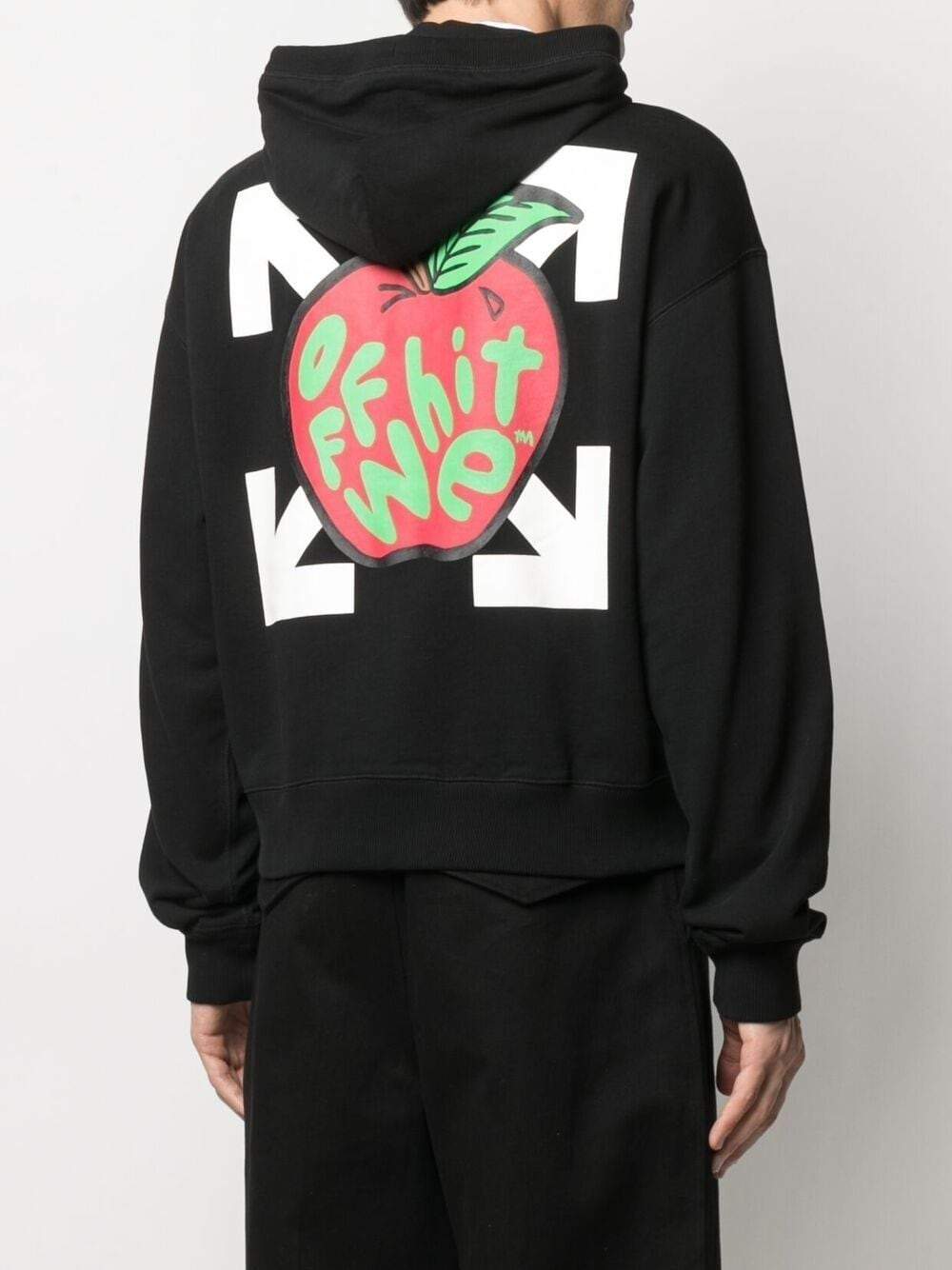 OFF-WHITE Apple Flatlock Hoodie Black - MAISONDEFASHION.COM