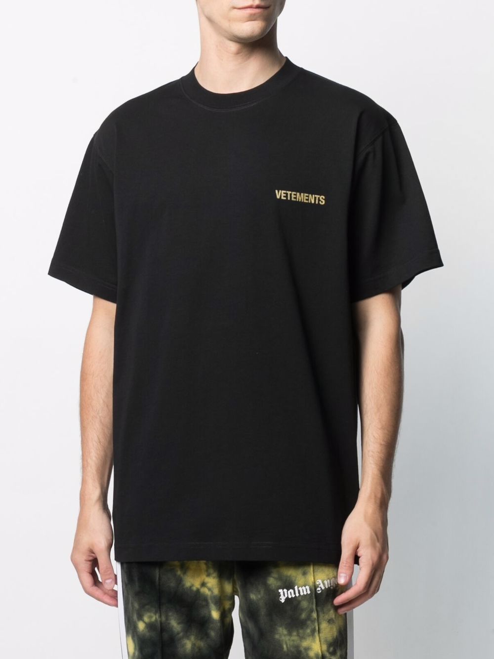 VETEMENTS Logo-print cotton T-shirt Black - MAISONDEFASHION.COM