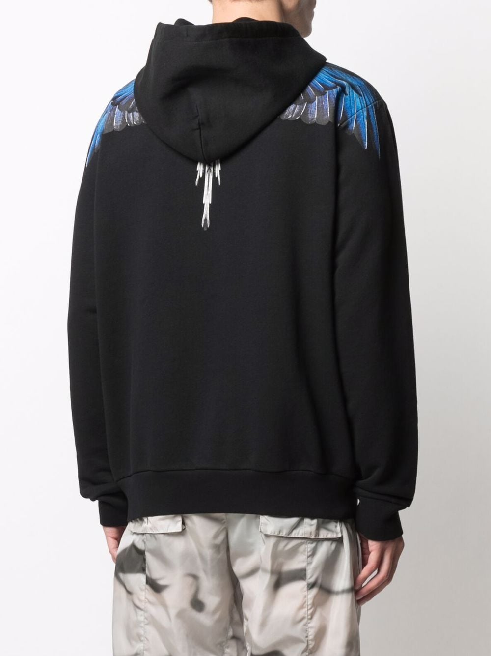 MARCELO BURLON Wings Regular Hoodie Black/Blue - MAISONDEFASHION.COM