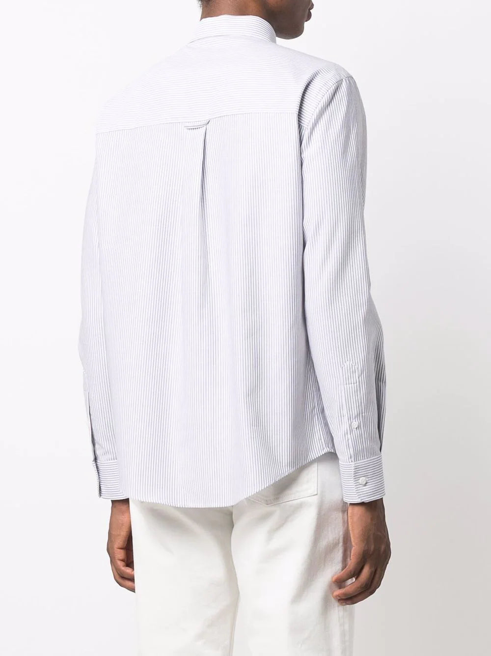 AMI PARIS Striped Button-down Ami De Coeur Shirt Black/White - MAISONDEFASHION.COM