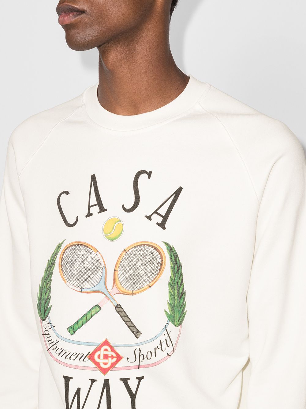 CASABLANCA WOMEN Casaway Tennis Club Printed Sweatshirt White - MAISONDEFASHION.COM