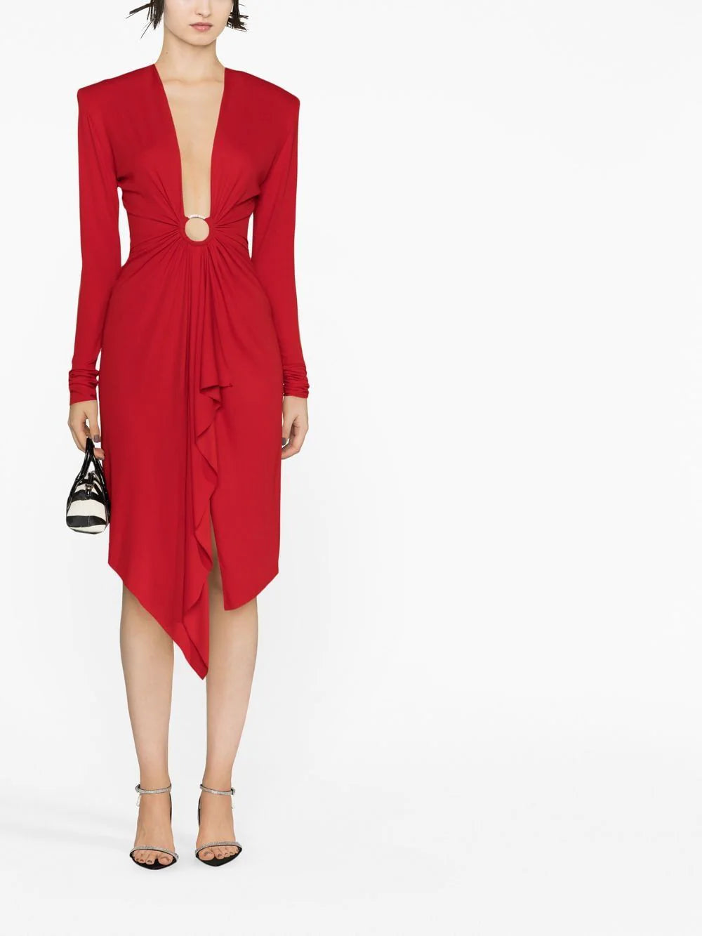 ALEXANDRE VAUTHIER V-Neck Mini Dress Daring Red - MAISONDEFASHION.COM
