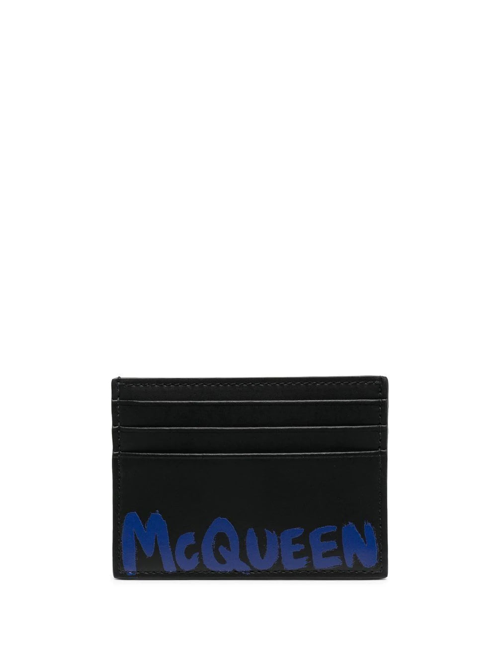 ALEXANDER MCQUEEN Logo-print Cardholder Black/Blue - MAISONDEFASHION.COM