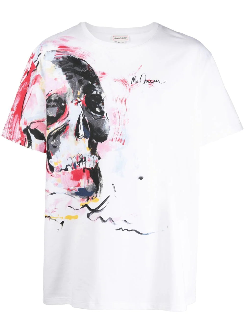 ALEXANDER MCQUEEN Skull Print Cotton T-shirt White/Multicolour - MAISONDEFASHION.COM