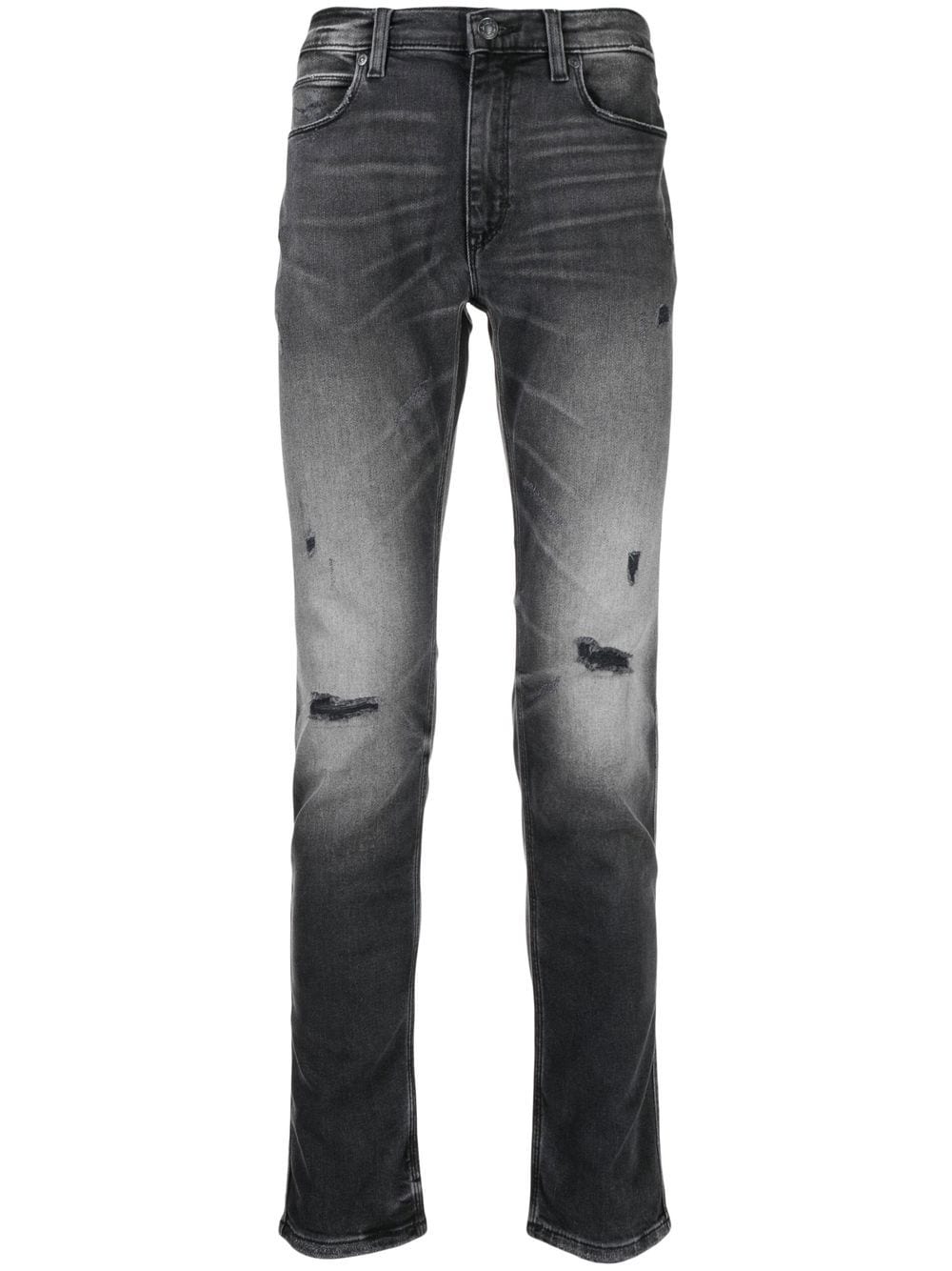 HUGO Distressed Straight-leg Trousers Black - MAISONDEFASHION.COM