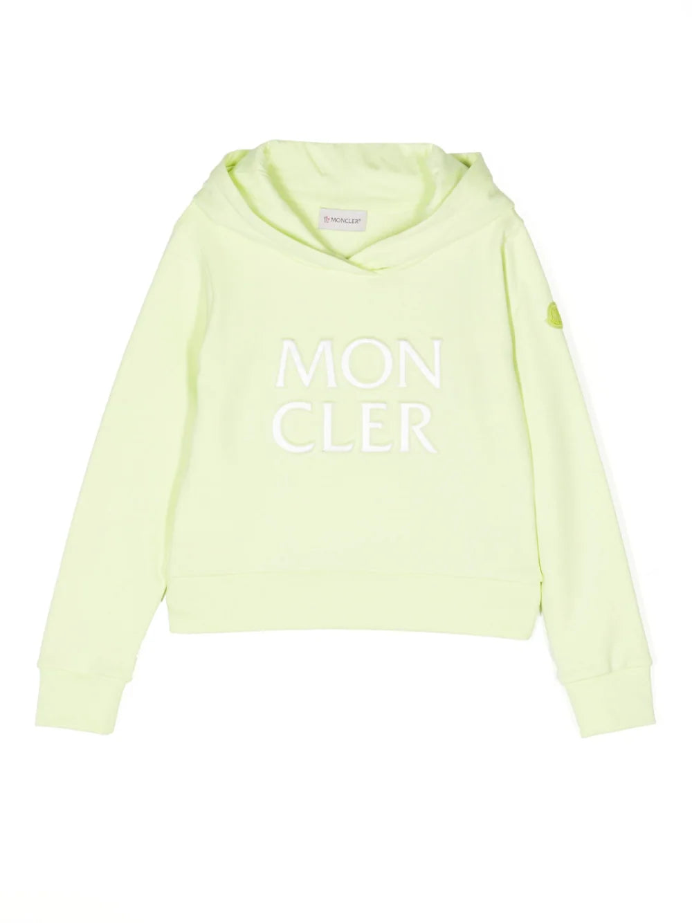 MONCLER KIDS Logo Hoodie Yellow - MAISONDEFASHION.COM