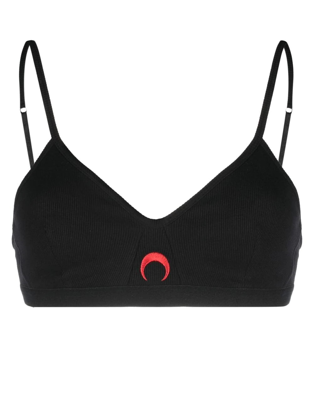 MARINE SERRE WOMEN Organic Cotton Ribbed Bra Black - MAISONDEFASHION.COM