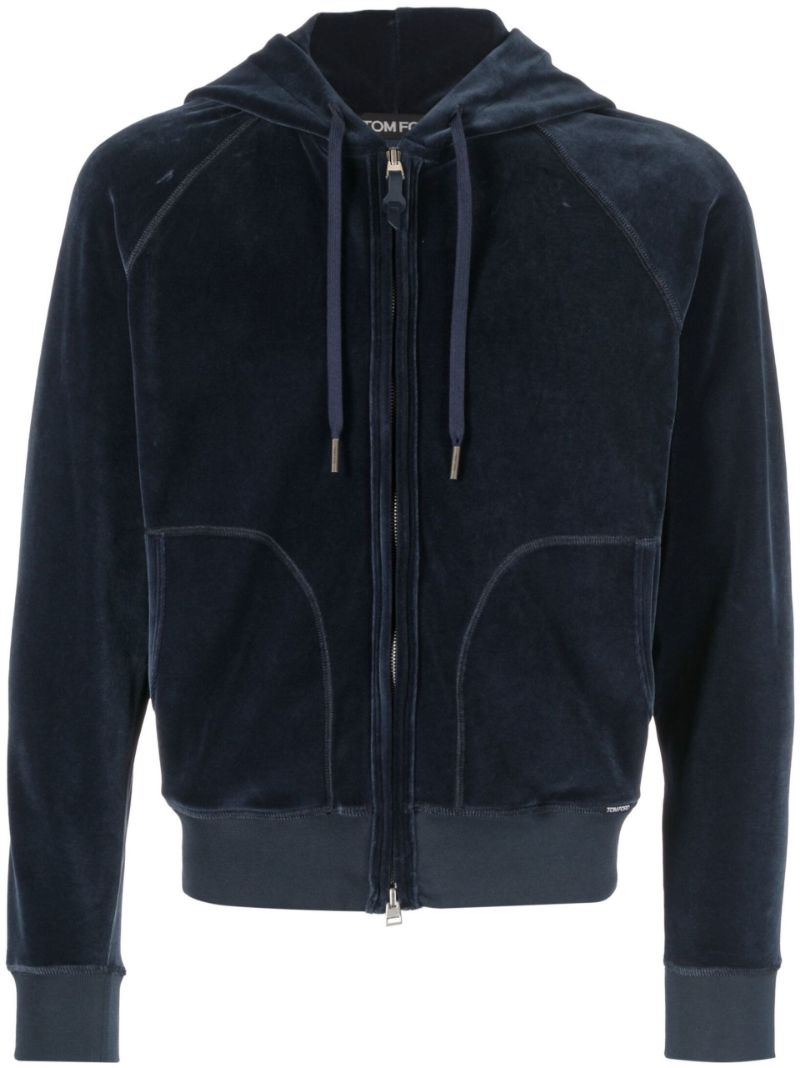 TOM FORD Zip Up Hoodie Navy / Green - MAISONDEFASHION.COM