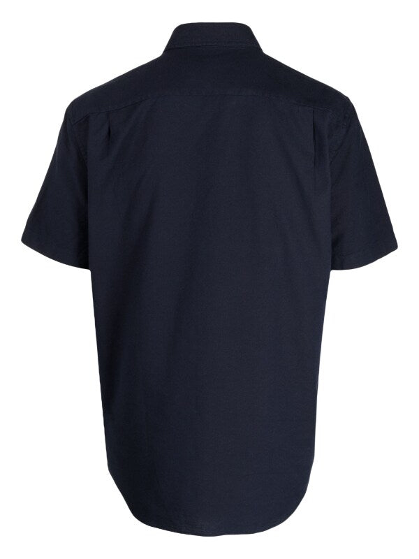 LACOSTE Short Sleeve Woven Shirt Navy - MAISONDEFASHION.COM