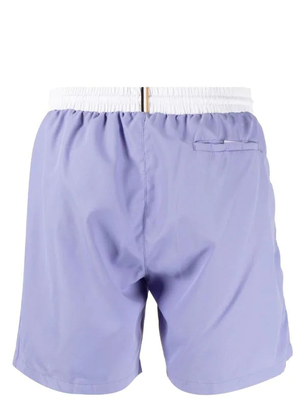 BOSS Logo-print Swim Shorts Light Purple - MAISONDEFASHION.COM
