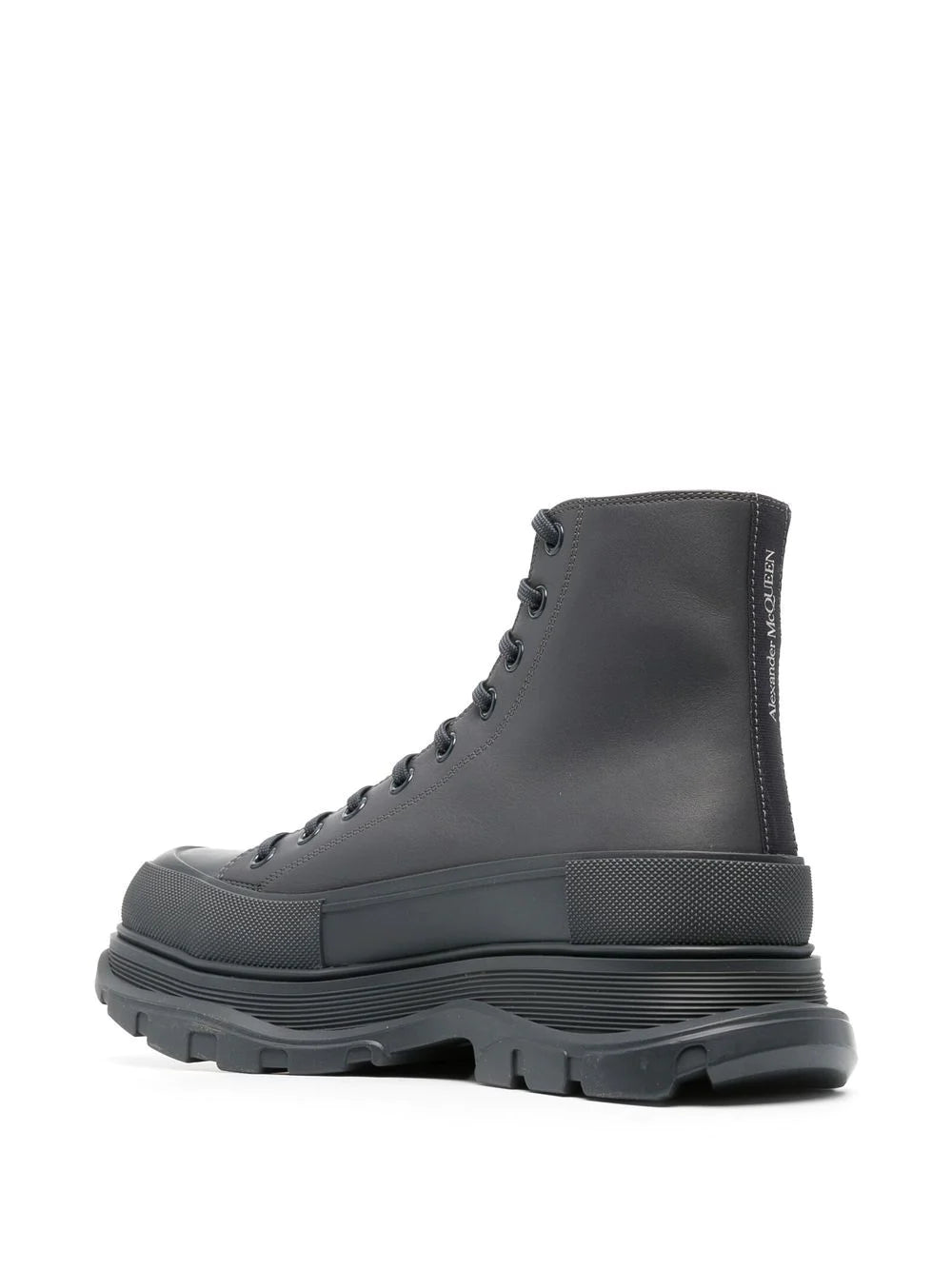 ALEXANDER MCQUEEN Ankle Lace-up Design Boots Charcoal - MAISONDEFASHION.COM